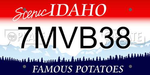 7MVB38 Idaho License Plate