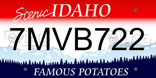 7MVB722 Idaho License Plate
