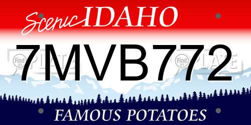 7MVB772 Idaho License Plate