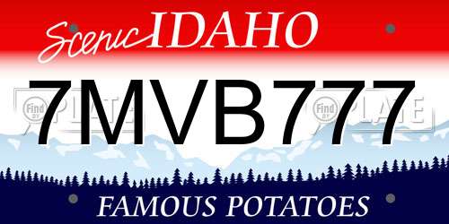 7MVB777 Idaho License Plate