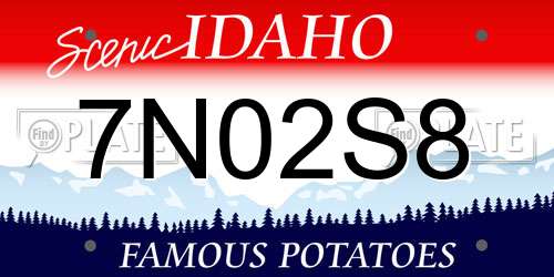 7N02S8 Idaho License Plate