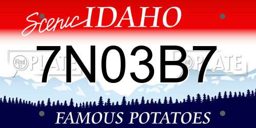 7N03B7 Idaho License Plate