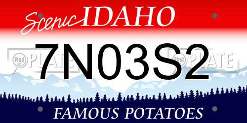 7N03S2 Idaho License Plate