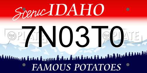7N03T0 Idaho License Plate