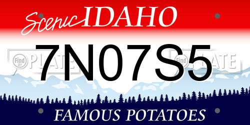 7N07S5 Idaho License Plate