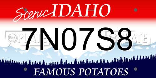 7N07S8 Idaho License Plate