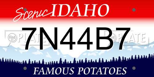 7N44B7 Idaho License Plate