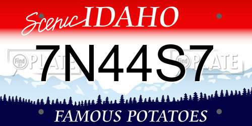 7N44S7 Idaho License Plate