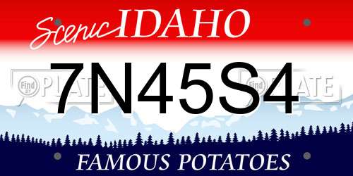 7N45S4 Idaho License Plate