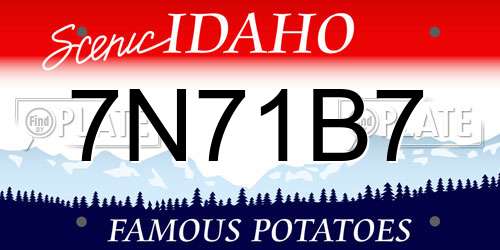 7N71B7 Idaho License Plate