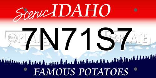 7N71S7 Idaho License Plate