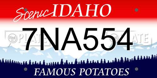7NA554 Idaho License Plate