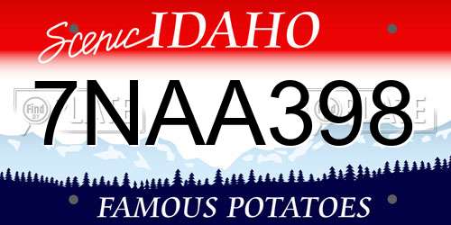 7NAA398 Idaho License Plate