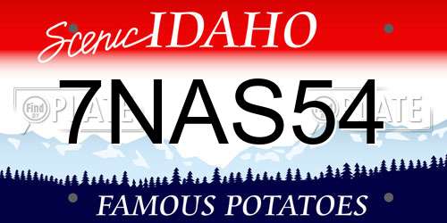 7NAS54 Idaho License Plate