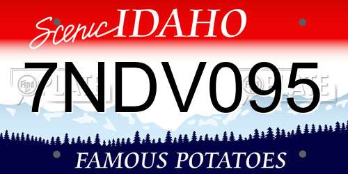 7NDV095 Idaho License Plate