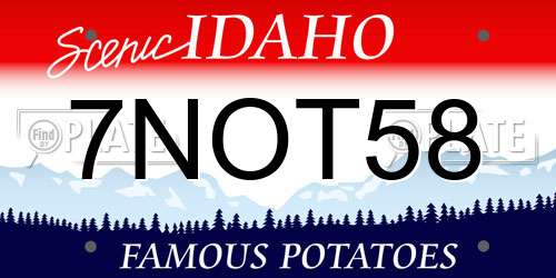 7NOT58 Idaho License Plate