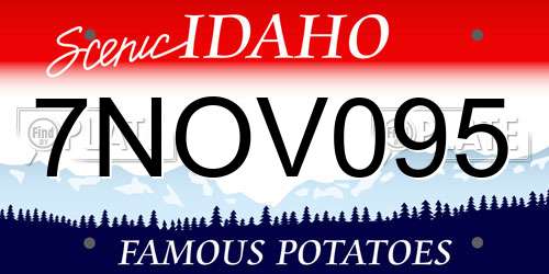 7NOV095 Idaho License Plate