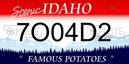 7O04D2 Idaho License Plate