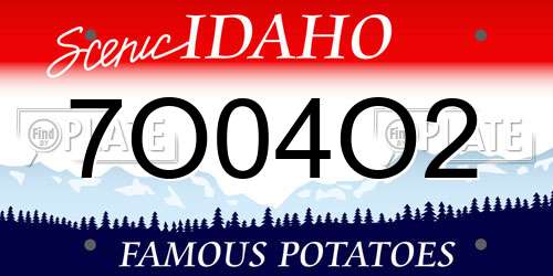 7O04O2 Idaho License Plate