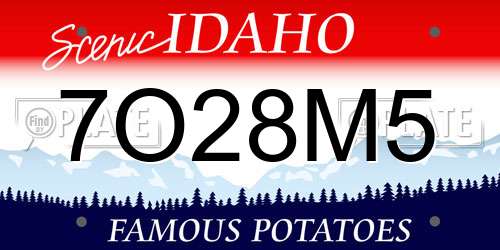 7O28M5 Idaho License Plate