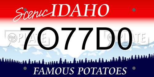 7O77D0 Idaho License Plate