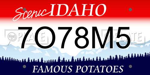 7O78M5 Idaho License Plate