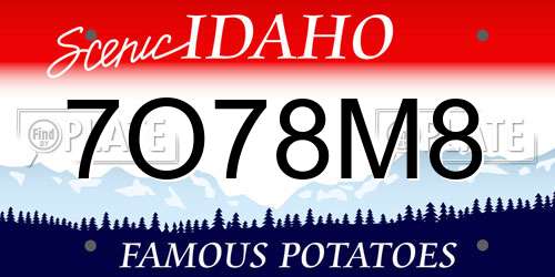 7O78M8 Idaho License Plate