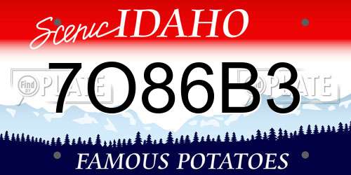 7O86B3 Idaho License Plate