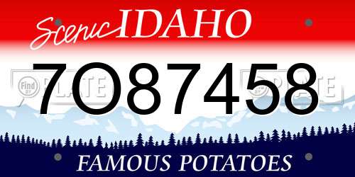 7O87458 Idaho License Plate