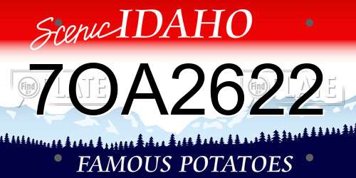 7OA2622 Idaho License Plate