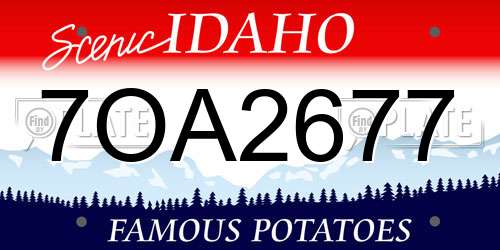 7OA2677 Idaho License Plate