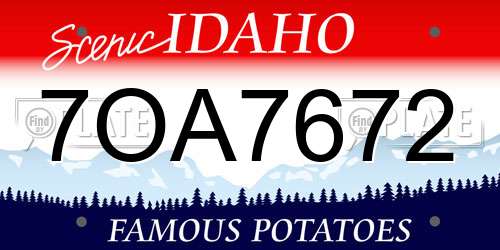 7OA7672 Idaho License Plate