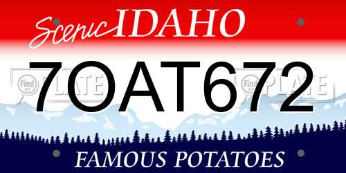 7OAT672 Idaho License Plate