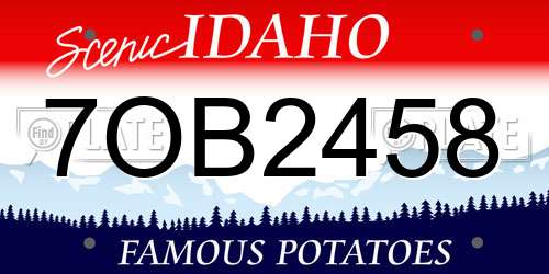 7OB2458 Idaho License Plate