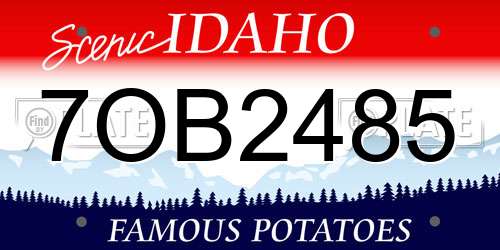 7OB2485 Idaho License Plate