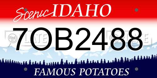 7OB2488 Idaho License Plate