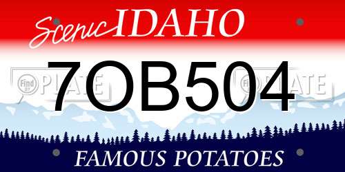 7OB504 Idaho License Plate