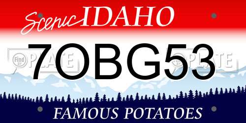 7OBG53 Idaho License Plate