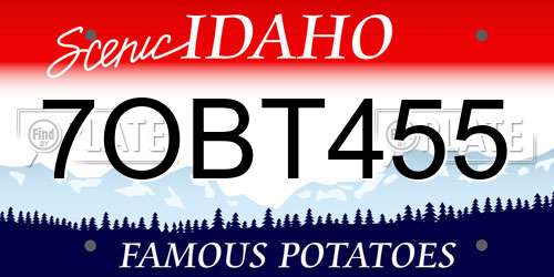 7OBT455 Idaho License Plate