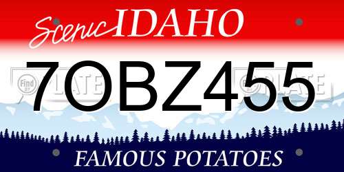 7OBZ455 Idaho License Plate