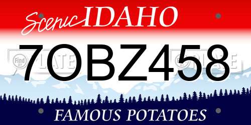 7OBZ458 Idaho License Plate