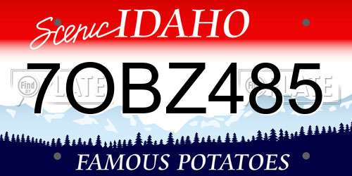 7OBZ485 Idaho License Plate