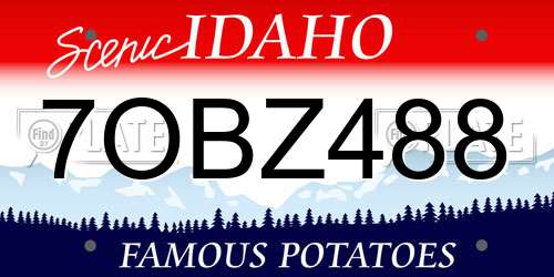 7OBZ488 Idaho License Plate
