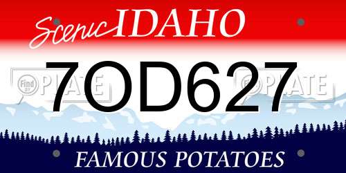 7OD627 Idaho License Plate