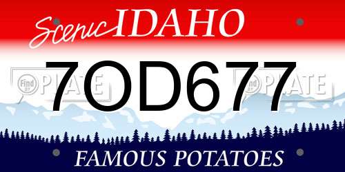 7OD677 Idaho License Plate