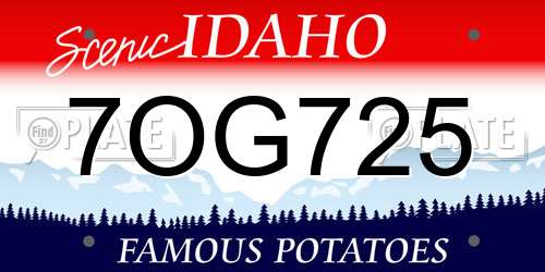 7OG725 Idaho License Plate
