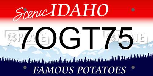 7OGT75 Idaho License Plate