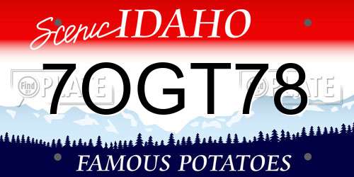 7OGT78 Idaho License Plate