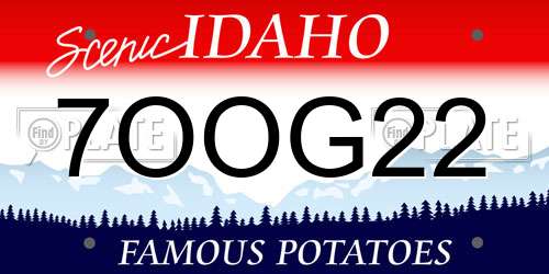 7OOG22 Idaho License Plate