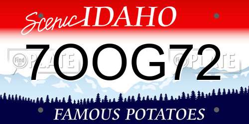7OOG72 Idaho License Plate
